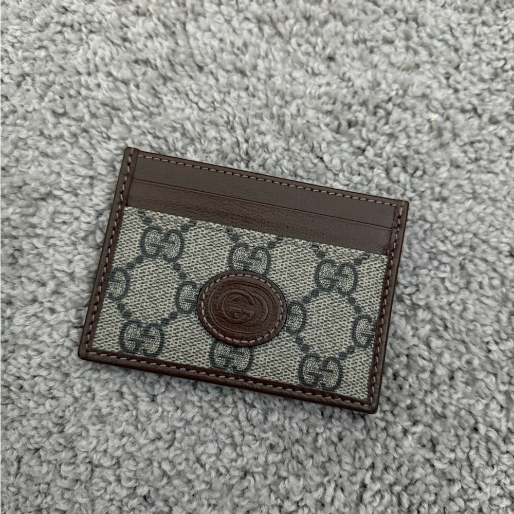 Gucci Signature Brown and Gray Card Holder
